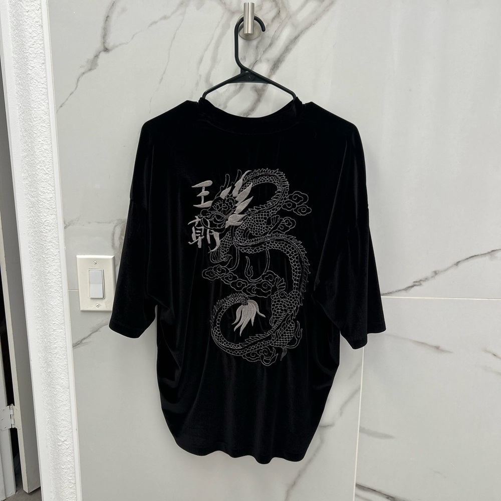 ASOS Black Velvet Crewneck Top